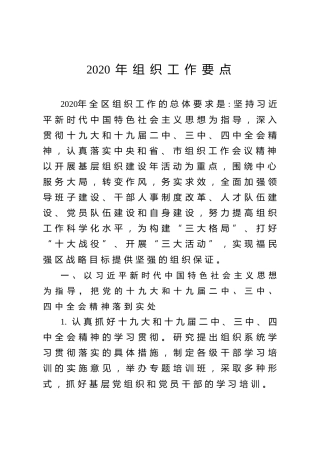 2020年组织工作要点（4200字）