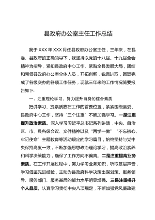 办公室主任个人三年工作总结2600字