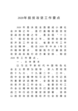 2020年脱贫攻坚工作要点（6500字）