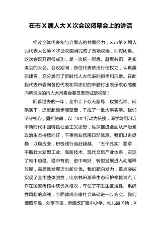 人大会议闭幕会上的讲话（3300字）