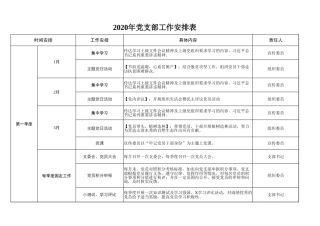 2020年党支部工作计安排表