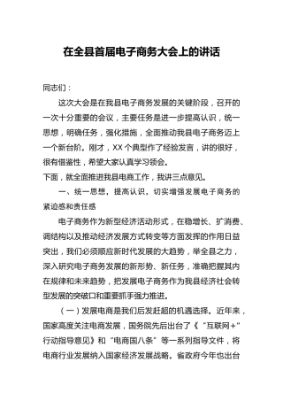 全电子商务大会上的讲话（8000字）