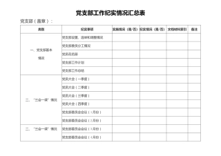 党支部工作纪实情况汇总表