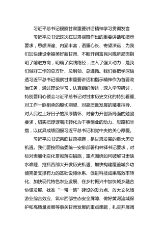 总书记视察XX重要讲话精神学习贯彻发言