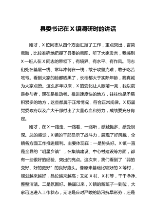 县委书记在乡镇调研时的讲话3400字