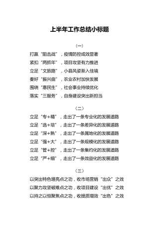 上半年工作总结小标题24组