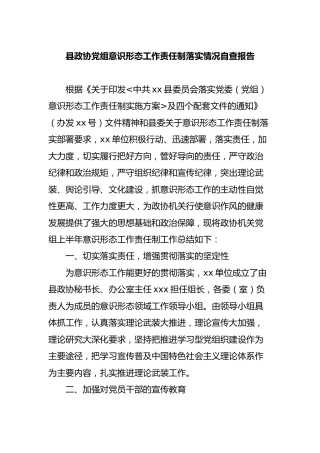 党组意识形态工作责任制落实情况自查报告