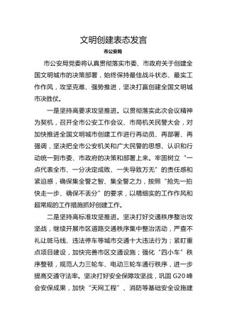 文明城市创建表态发言6篇