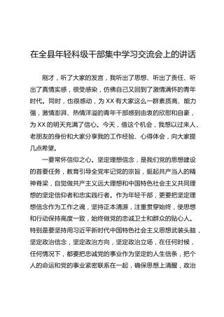 在全县年轻科级干部集中学习交流会上的讲话