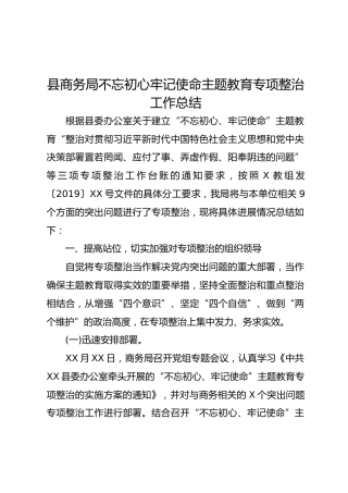 县商务局不忘初心牢记使命主题教育专项整治工作总结