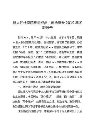 县人民检察院副检察长2019年述职报告