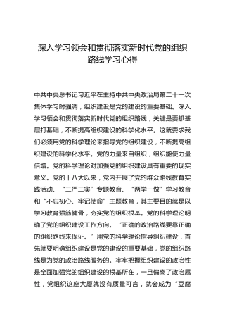 -深入学习领会和贯彻落实新时代党的组织路线学习心得--_2
