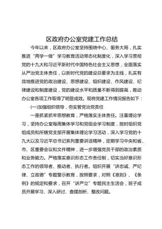 区政府办公室党建工作总结