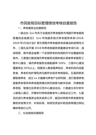 民政局目标管理绩效考核自查报告