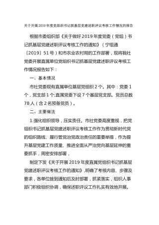 党组织书记抓基层党建述职评议考核工作情况报告
