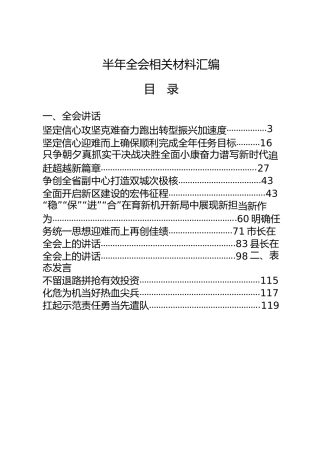 半年全会讲话和表态发言17篇合集