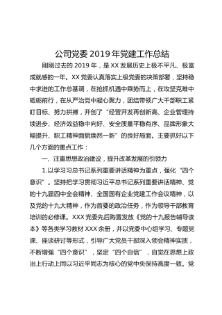 2019年党建工作总结（公司版6200字）