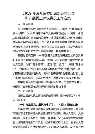组织生活会和民主评议党员工作方案范文（含流程）