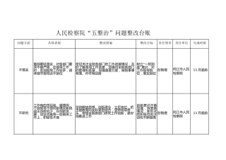 “五整治”问题整改台账