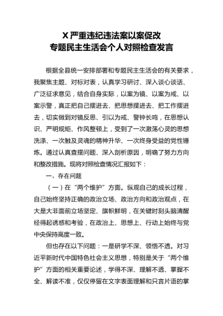 以案促改专题民主生活会个人对照检查材料3000字