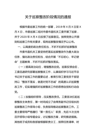 巡察整改阶段情况的通报9900字