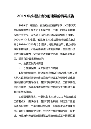 推进法治政府建设的情况年度工作报告
