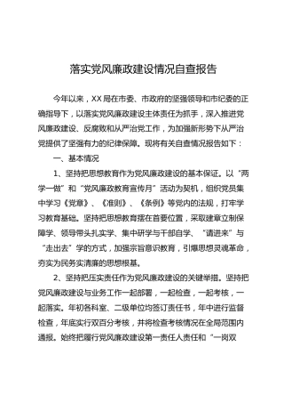 落实党风廉政建设情况自查报告（3300字）