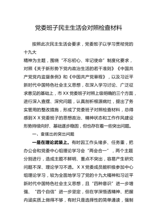 领导班子民主生活会对照检查材料2500字