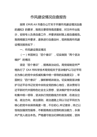 作风建设情况自查报告4100字