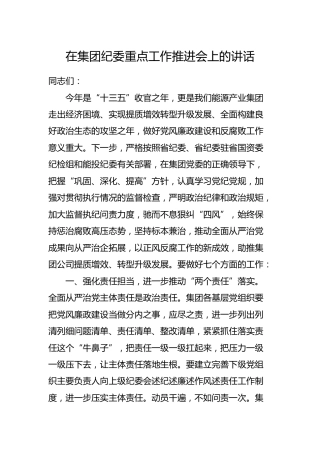 在公司纪委重点工作推进会上的讲话（3500字）