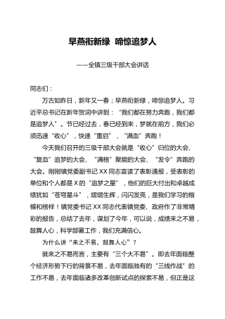 三级干部大会讲话
