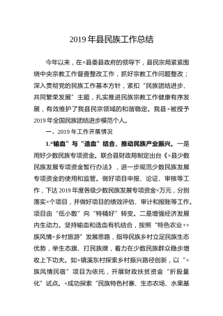 全县民族工作总结3100字