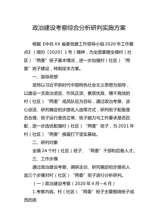 政治建设考察综合分析研判实施方案2400字