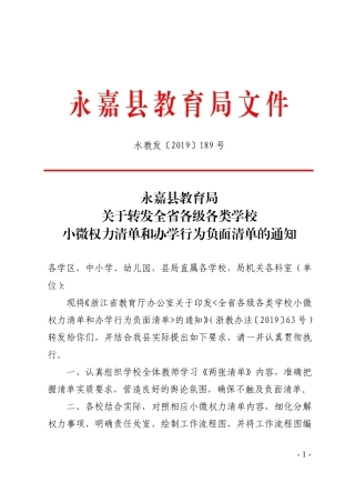 各级各类学校小微权力清单和办学行为负面清单