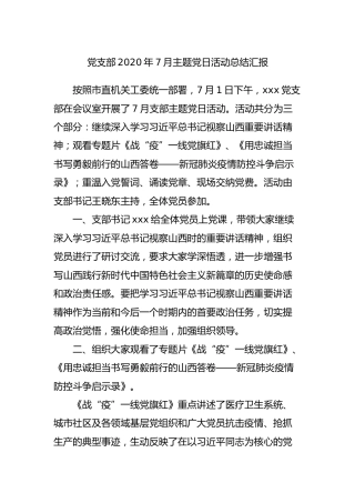 党支部主题党日活动总结汇报