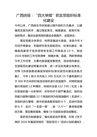 党建经验：“四大举措”抓实党组织标准化建设