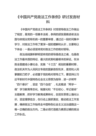 政法工作条例研讨发言材料2篇