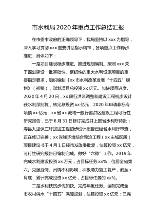 水利系统2020年重点工作总结汇报