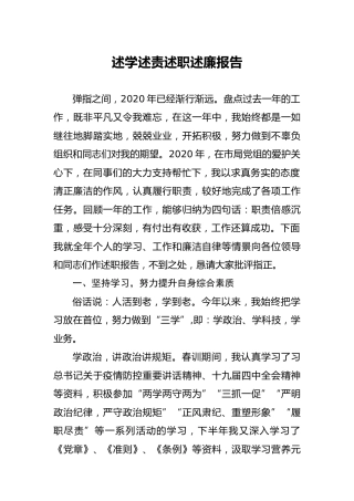 述学述责述职述廉报告（税务4200字）