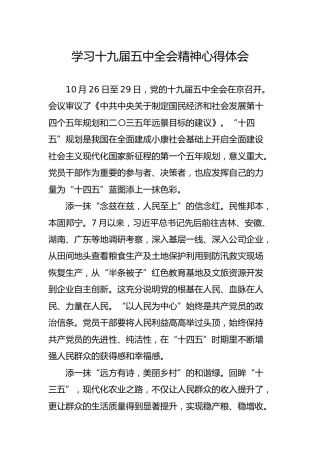 十九届五中全会精神心得体会：：为“十四五”蓝图添上一抹色彩