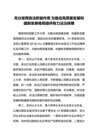 政法工作会议上的发言材料3篇