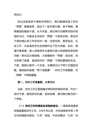 在村“两委”干部培训班上的党课报告