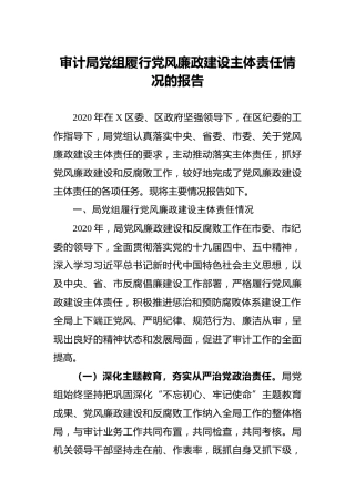 履行党风廉政建设主体责任情况报告4500字（审计）