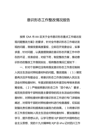 意识形态工作整改情况报告2篇