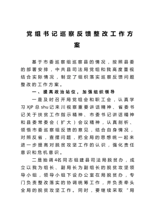 巡察反馈整改工作方案（司法）