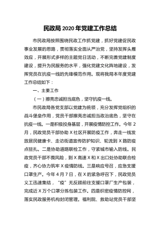 民政系统2020年党建工作总结3400字