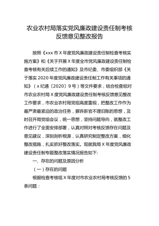 落实党风廉政建设责任制考核反馈意见整改报告3600字