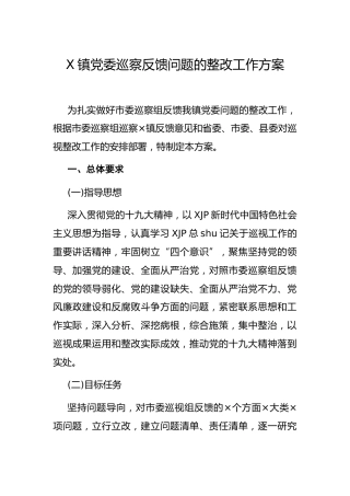 乡镇巡察反馈问题整改工作方案12000字