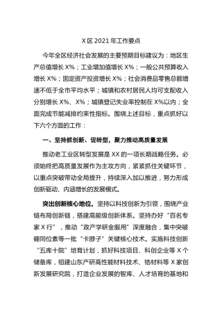 县区2021年工作要点