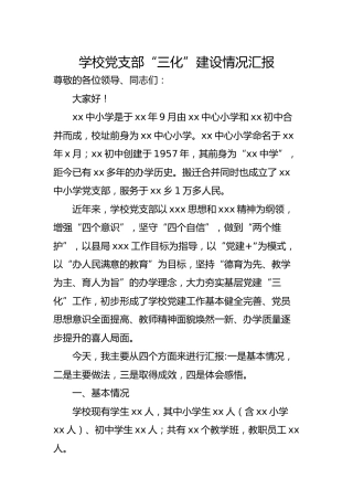 学校党支部“三化”建设情况汇报